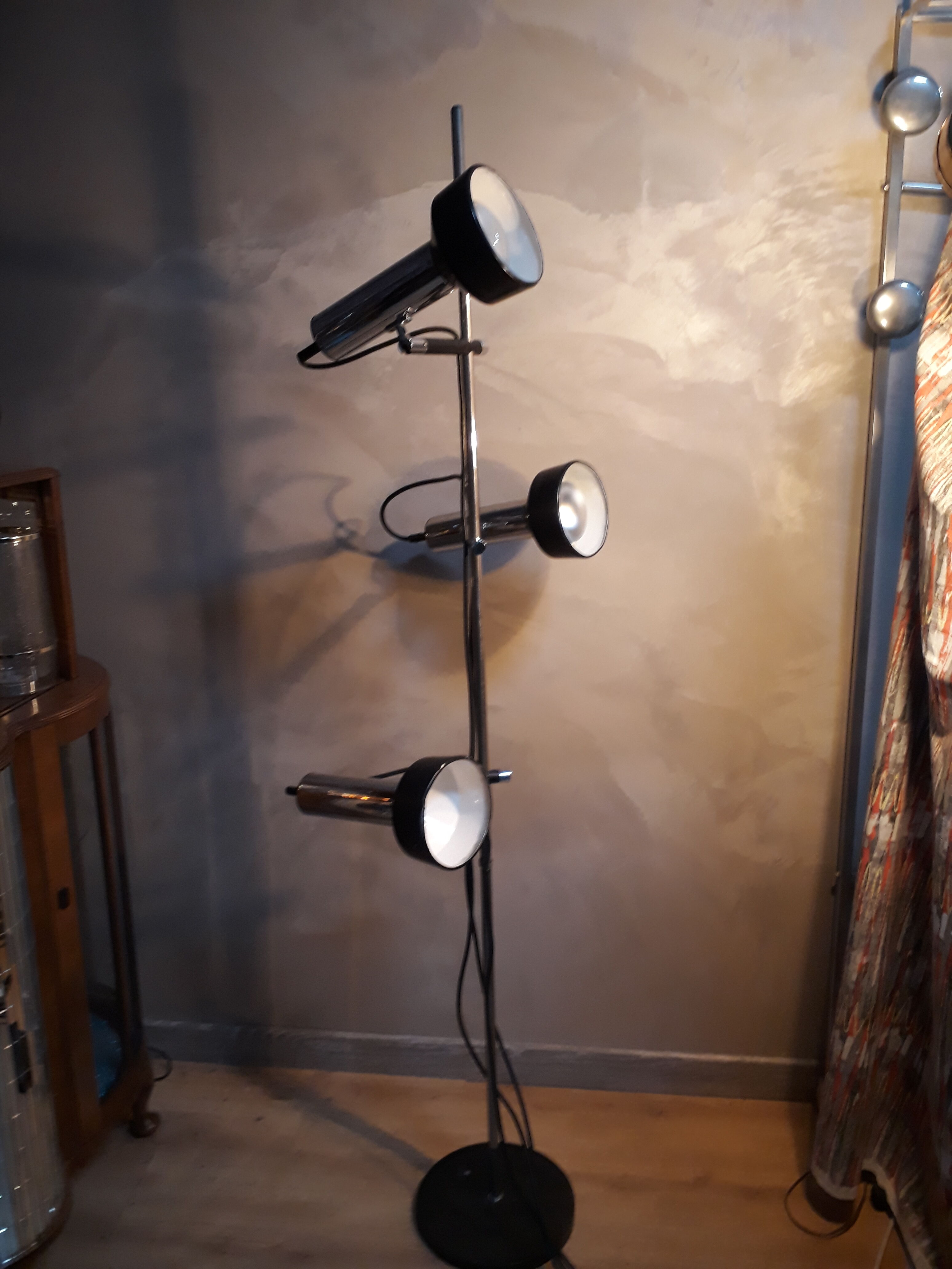 Floor lamp black and chrome 1970