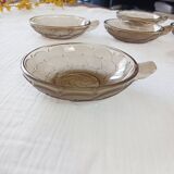 Set of 6 Art Deco dessert bowls in smoked glass.