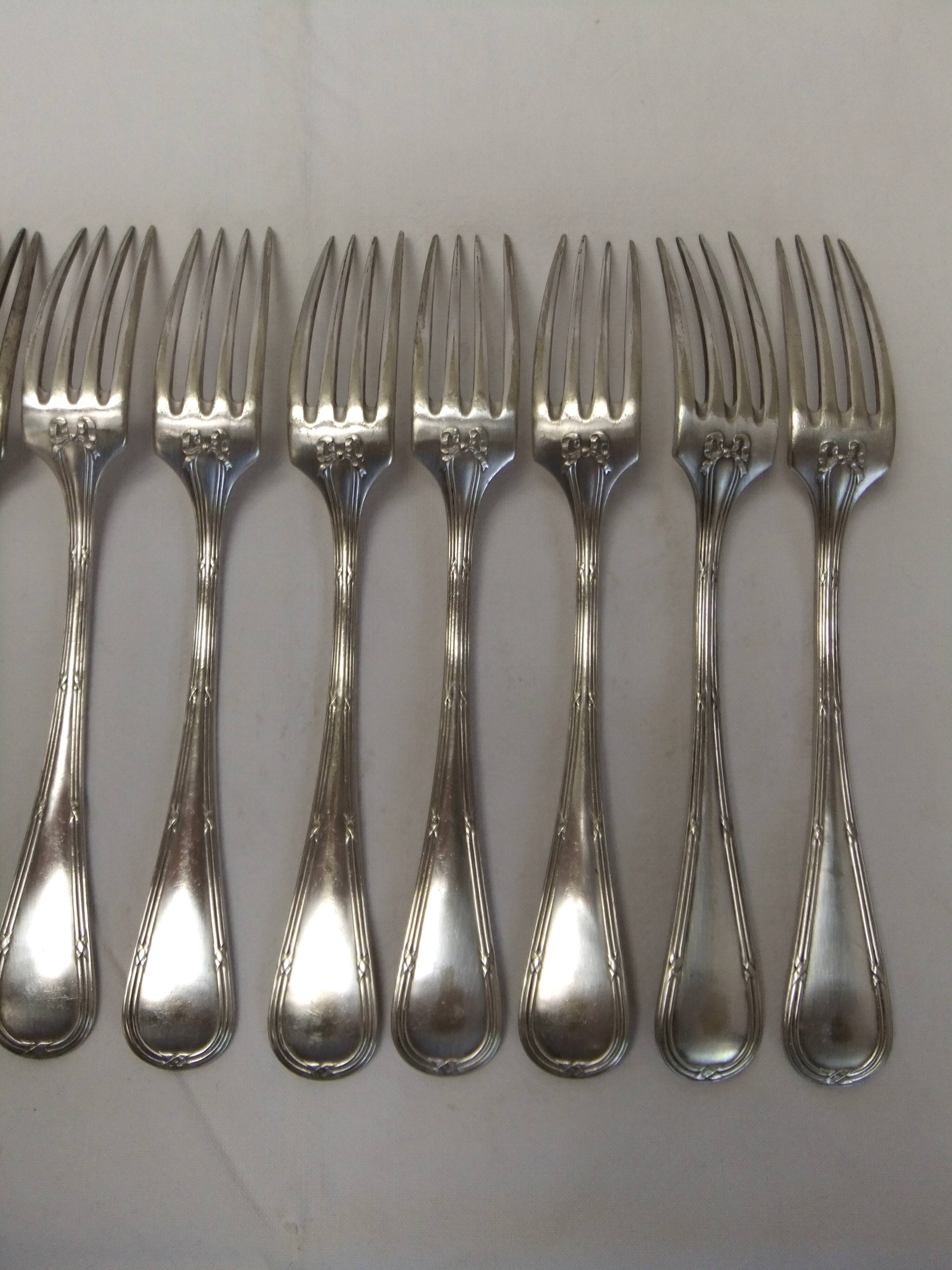 Old Louis XVI service fork with mesh ribbon