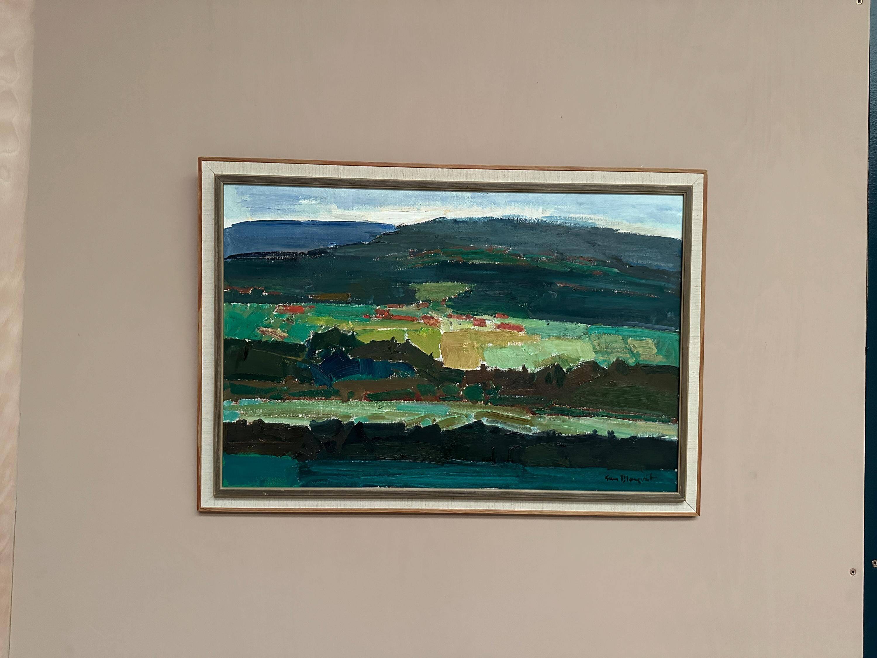 Huile sur toile originale – « Paysage » par Sune Blomqvist – Signé
