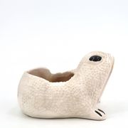 White ceramic frog flower pot by Jean Roger