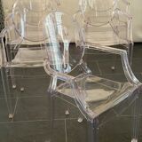 Set of six vintage transparent polycarbonate chairs