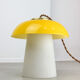 Mid-century yellow glass and brass mushroom table lamp