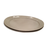 2 anciens plats de service ovales en porcelaine blanche 34cm, fin 19e