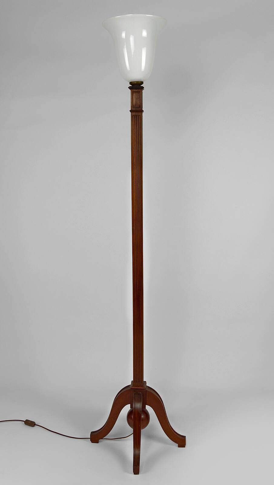 Art Deco floor lamp in carved beech, France, circa 1920