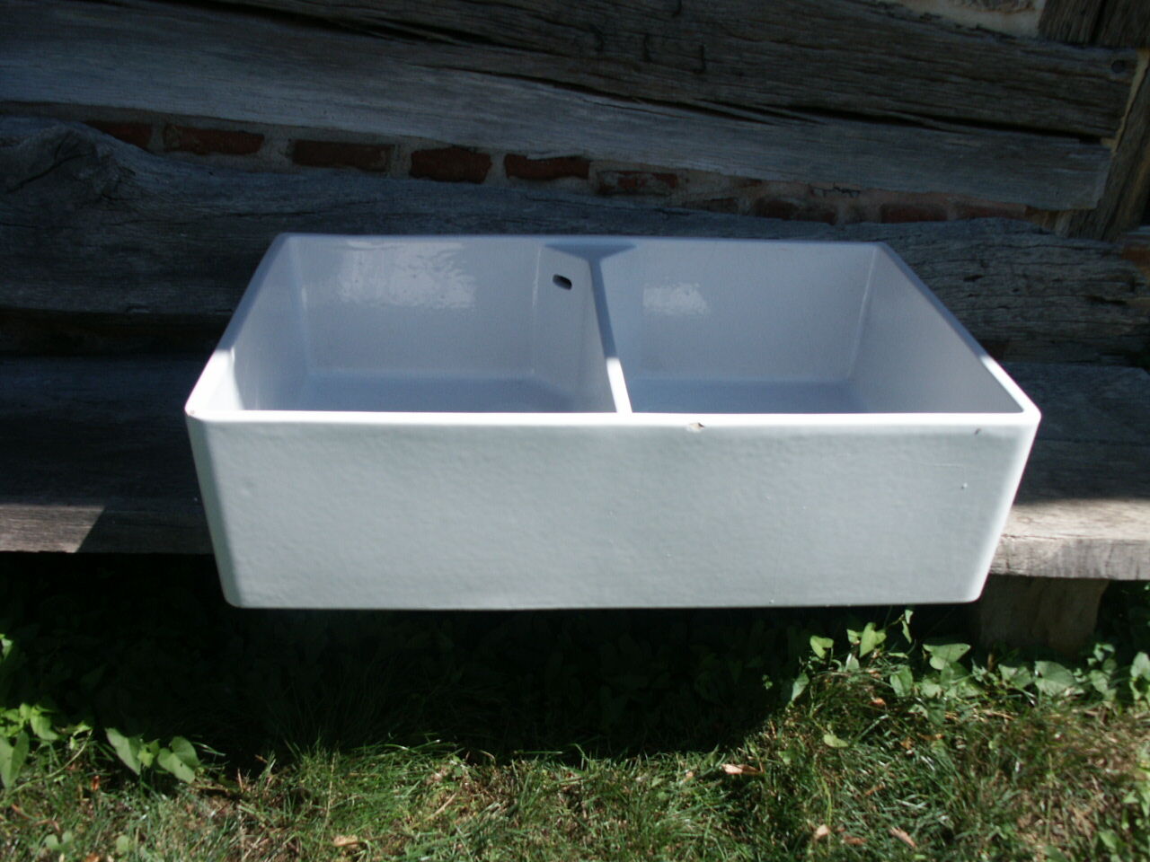 Enamelled stoneware double sink 40