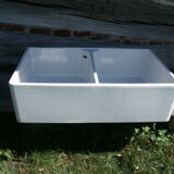 Enamelled stoneware double sink 40