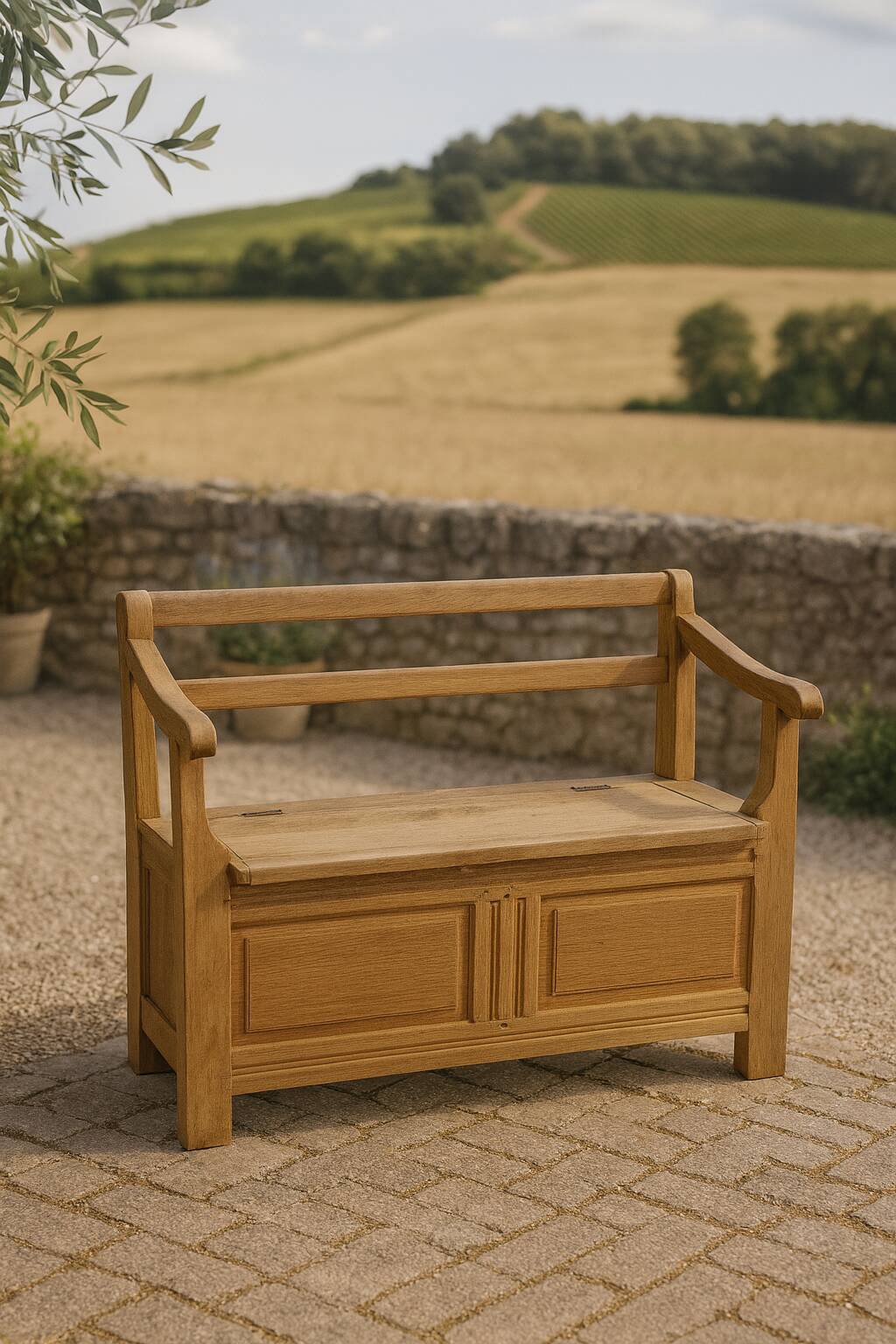 Bench, solid raw oak trunk