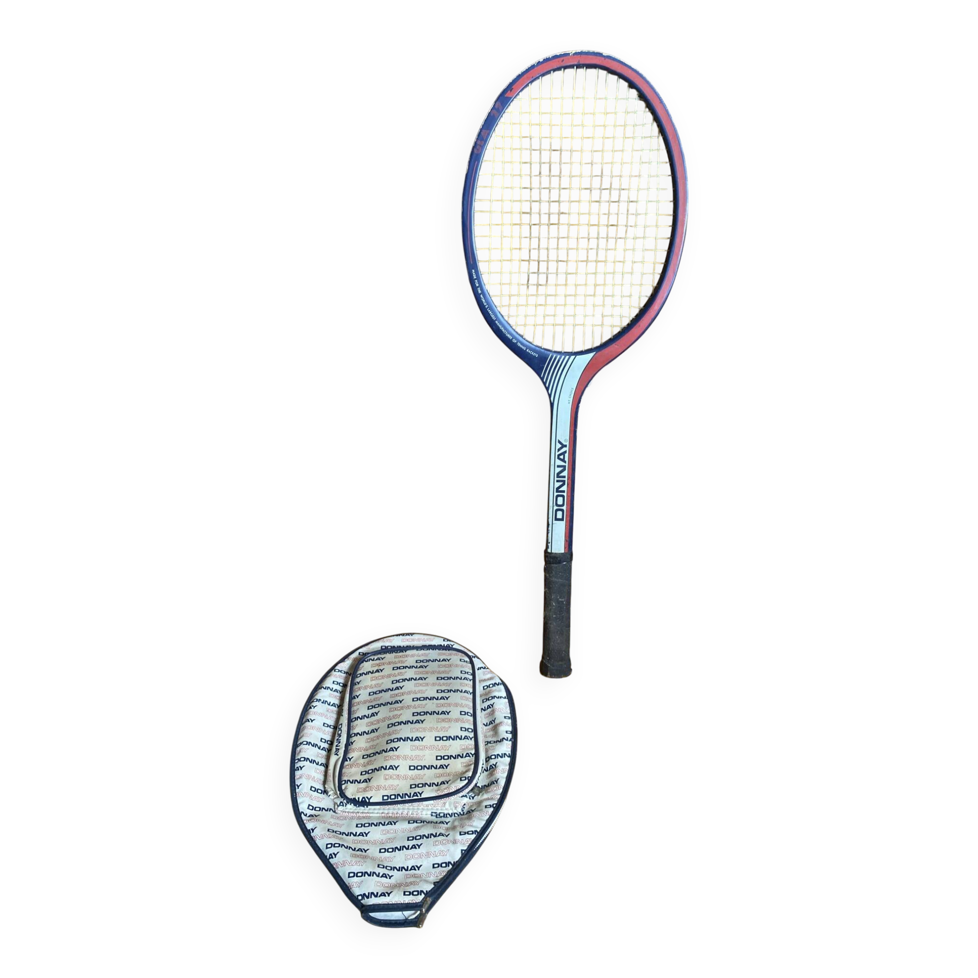 Vintage DONNAY GLM 27 Wooden Tennis Racket + Sports Cover #E2