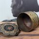 Metal candy box, flower and mosaic decoration, 60