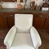 Vintage club chair in cream white leather