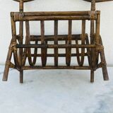 Bamboo rattan magazine rack 1960s