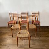 6 large straw chairs by Genevieve Pons