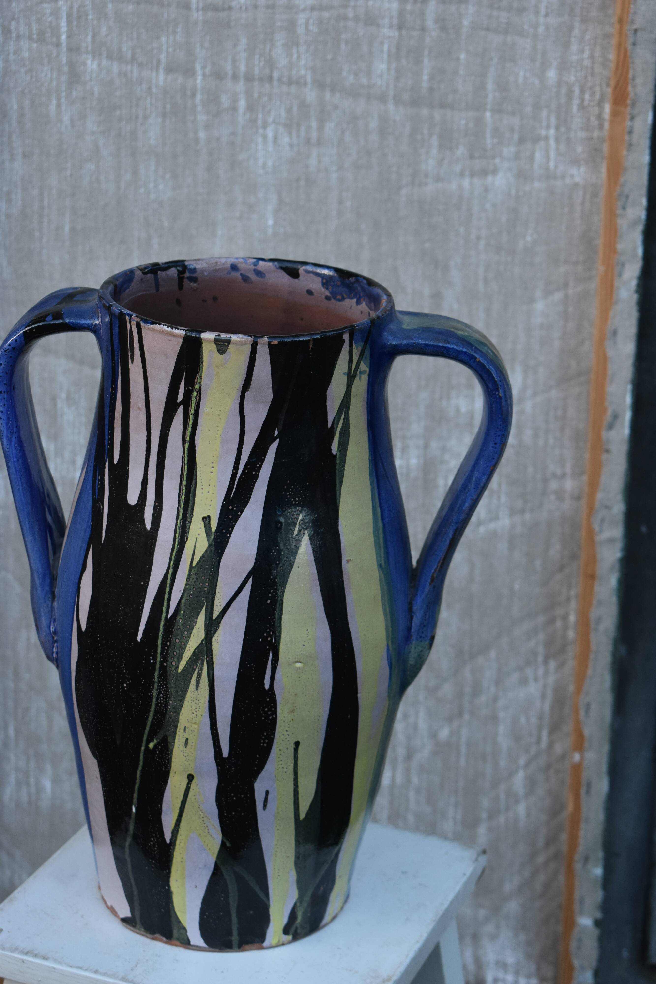 Large antique glazed terracotta jar/vase from Romania