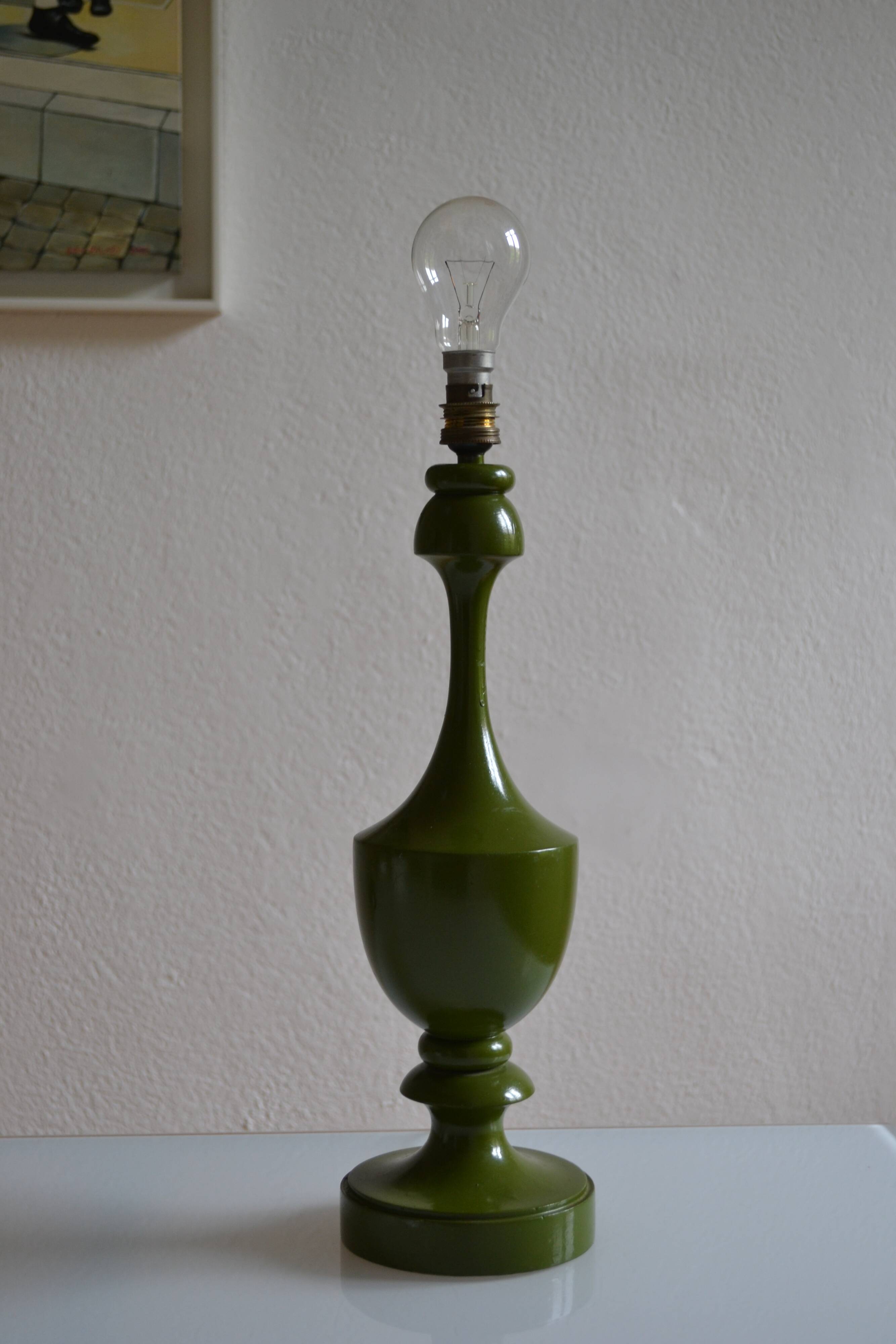 Vintage olive green lamp base circa 1970