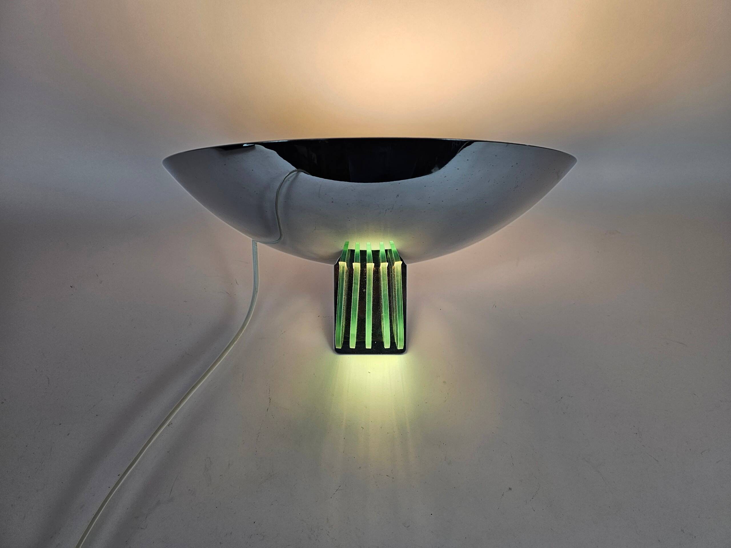 Wall lamp by 'Lumess Swiss' - Vintage - glass, chrome - Swiss design - 70s