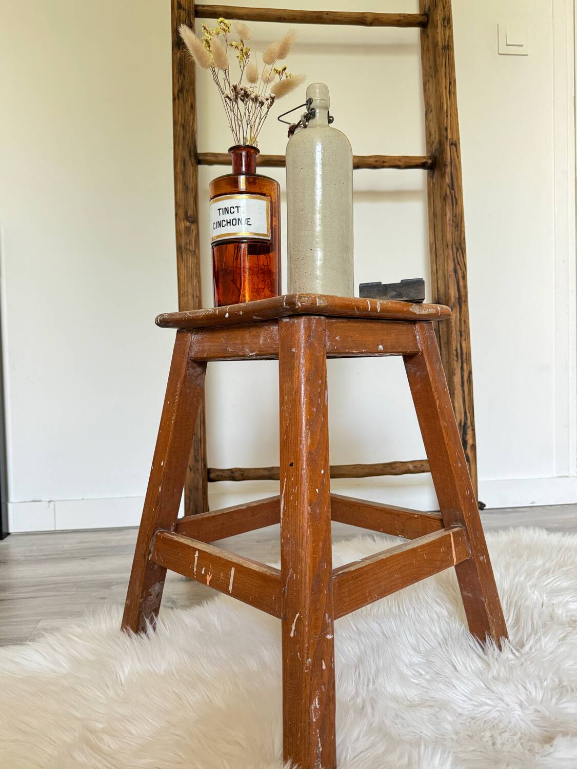 Old wooden painter's stool