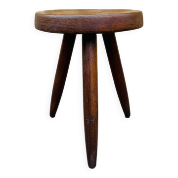 Tabouret « Berger » vintage, haut, en frêne, Charlotte Perriand, 1950s