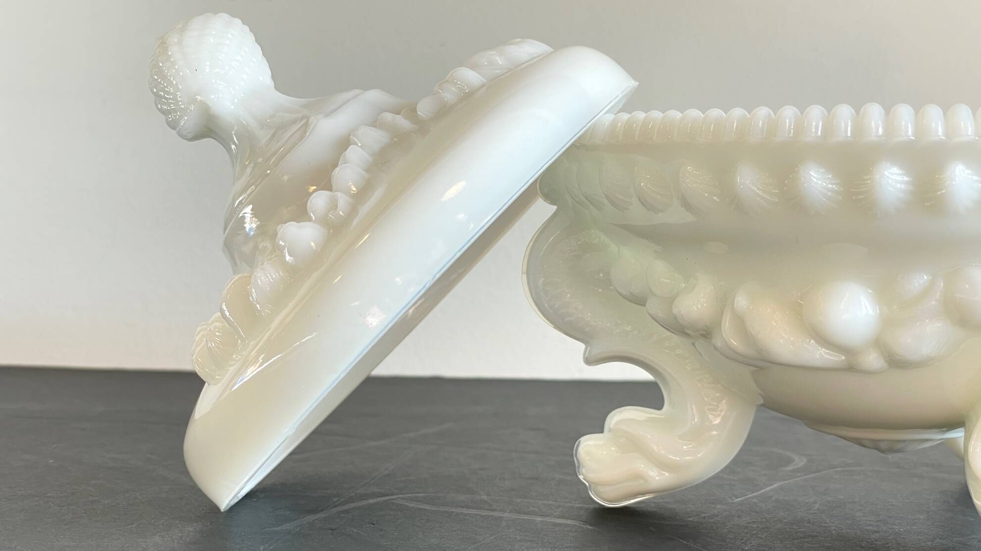 Vintage Opaline Glass Candy Box - France BOISSONS