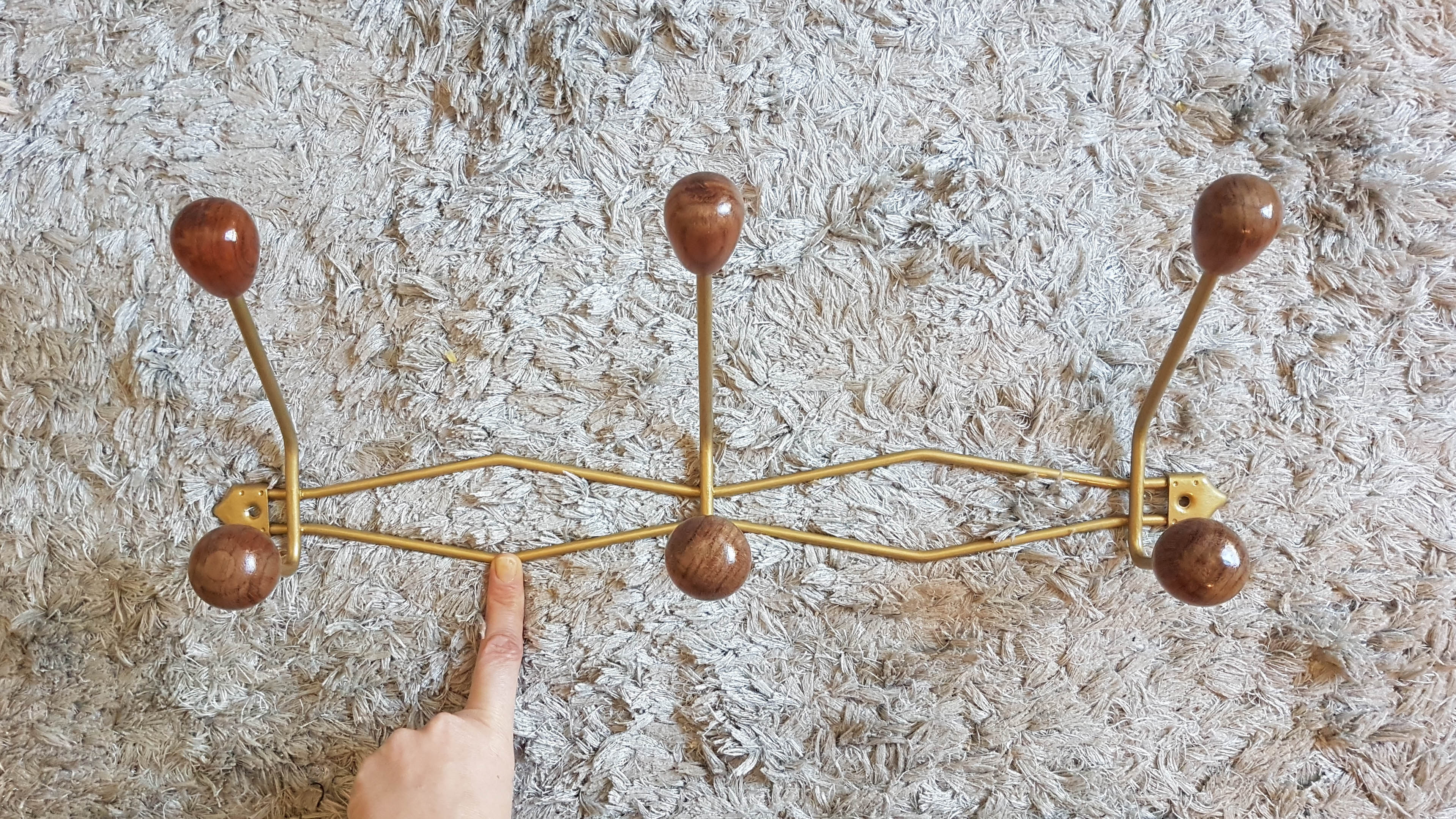 Vintage metal and wood coat rack year 50