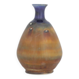 Petit vase de collection scandinave moderne du milieu du siècle en grès bleu et marron par Gunnar Borg