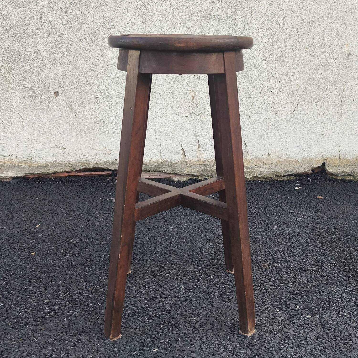 Tabouret haut en chêne massif, 1950
