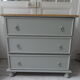 Commode 3 tiroirs vert de gris, plateau bois