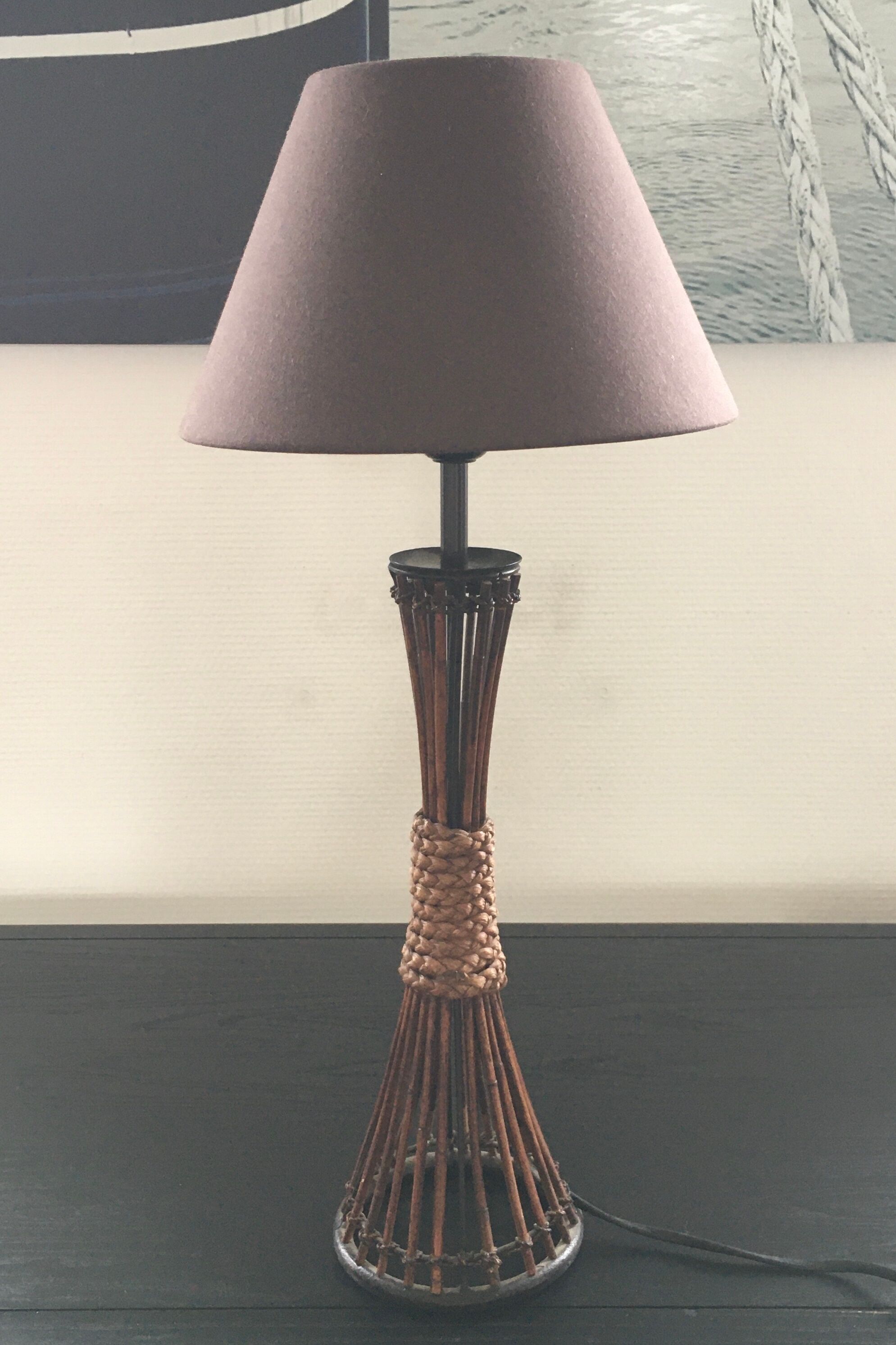 Lampe rotin et corde