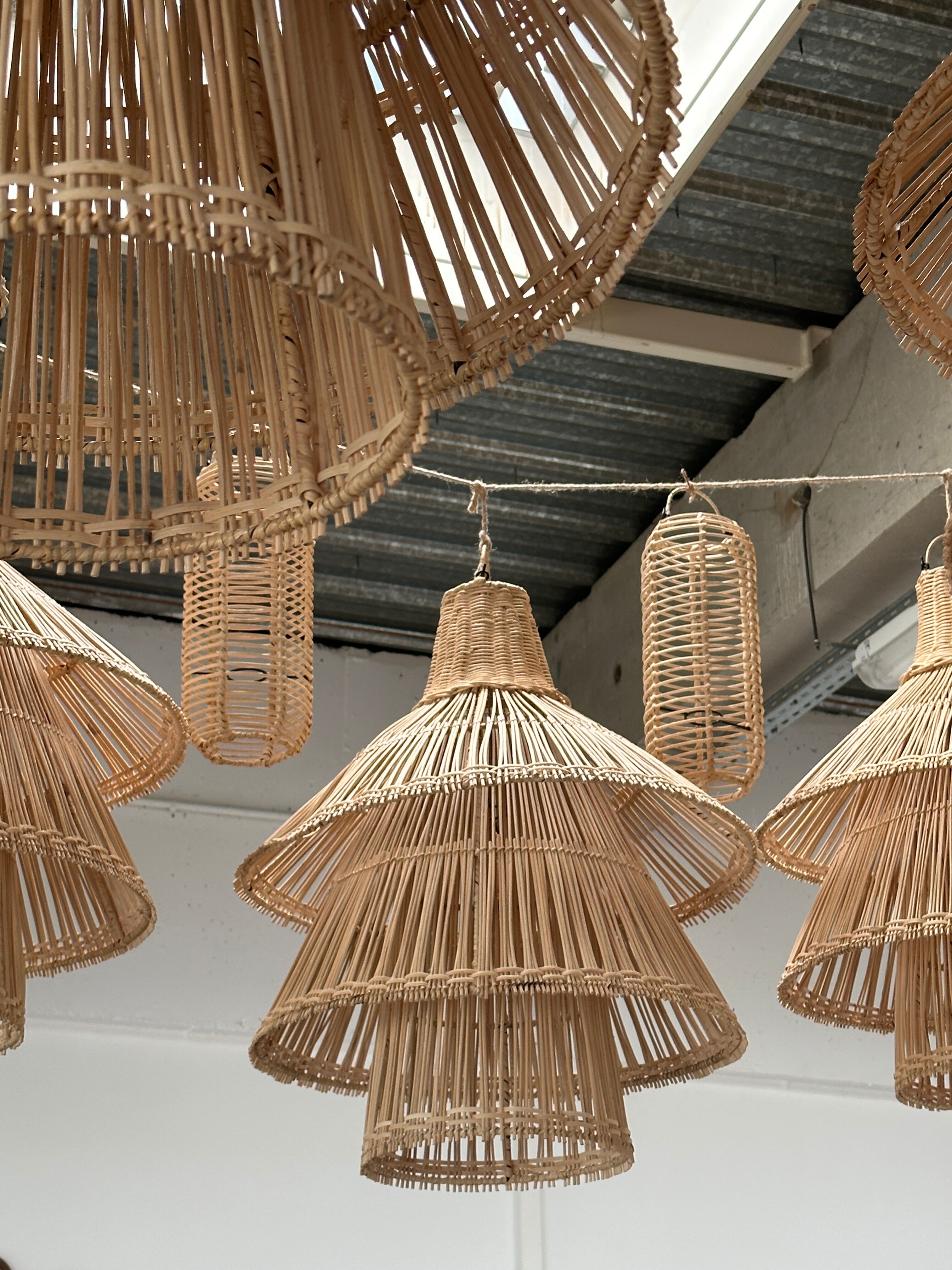 Rattan pendant lamp or light in the shape of an Asian lantern