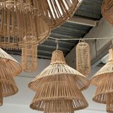 Rattan pendant lamp or light in the shape of an Asian lantern