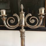 Christofle. Pair of candlesticks, Candelabras, Candlesticks in silver metal. Malmaison model. (New)