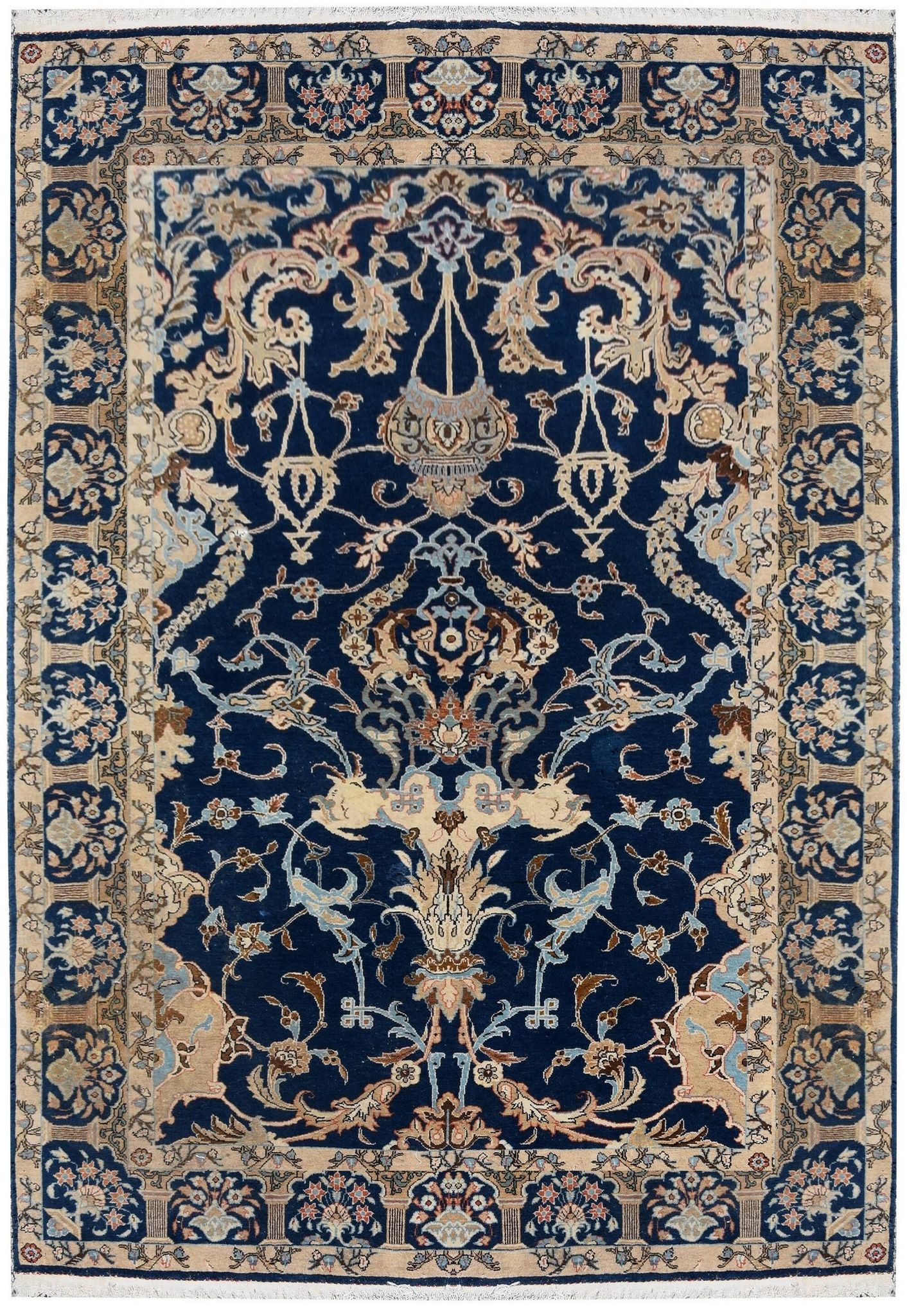 Iranian oriental carpet Kashan - handmade: 1.42 x 2.00 metres in Wool and Silk