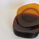 Set of 10 square Vereco plates in amber glass