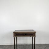 Louis XVI style mahogany game table, dressing table, and secretary.