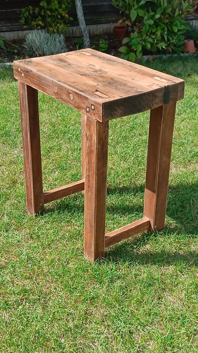 Small antique workbench in solid oak