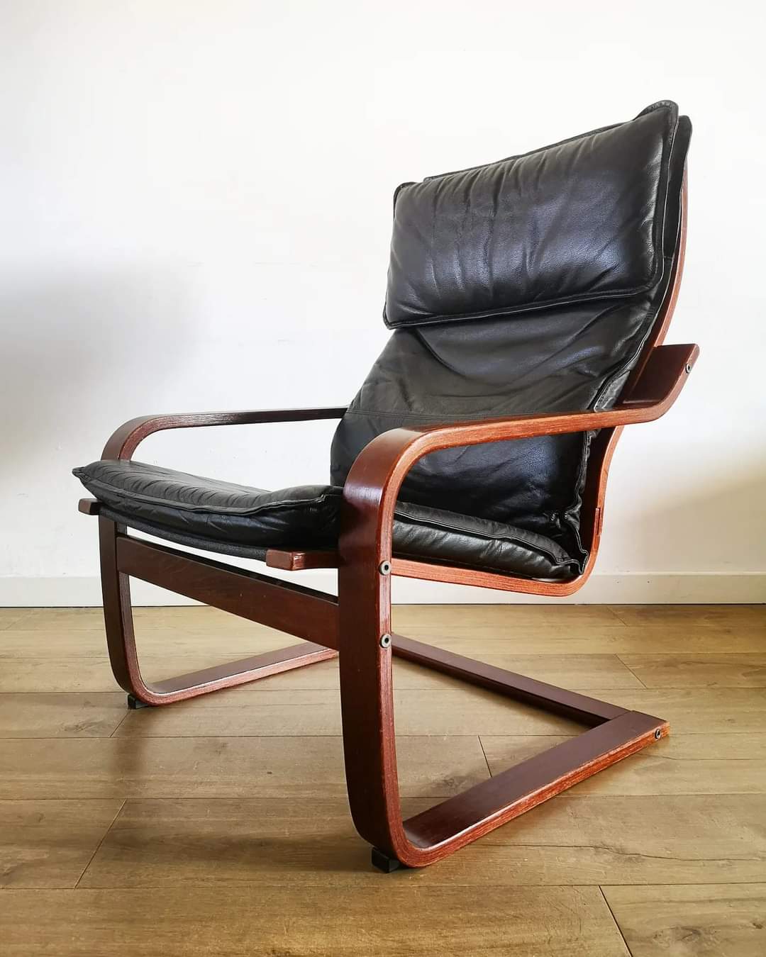 Poang armchair by Noboru Nakamura in black leather