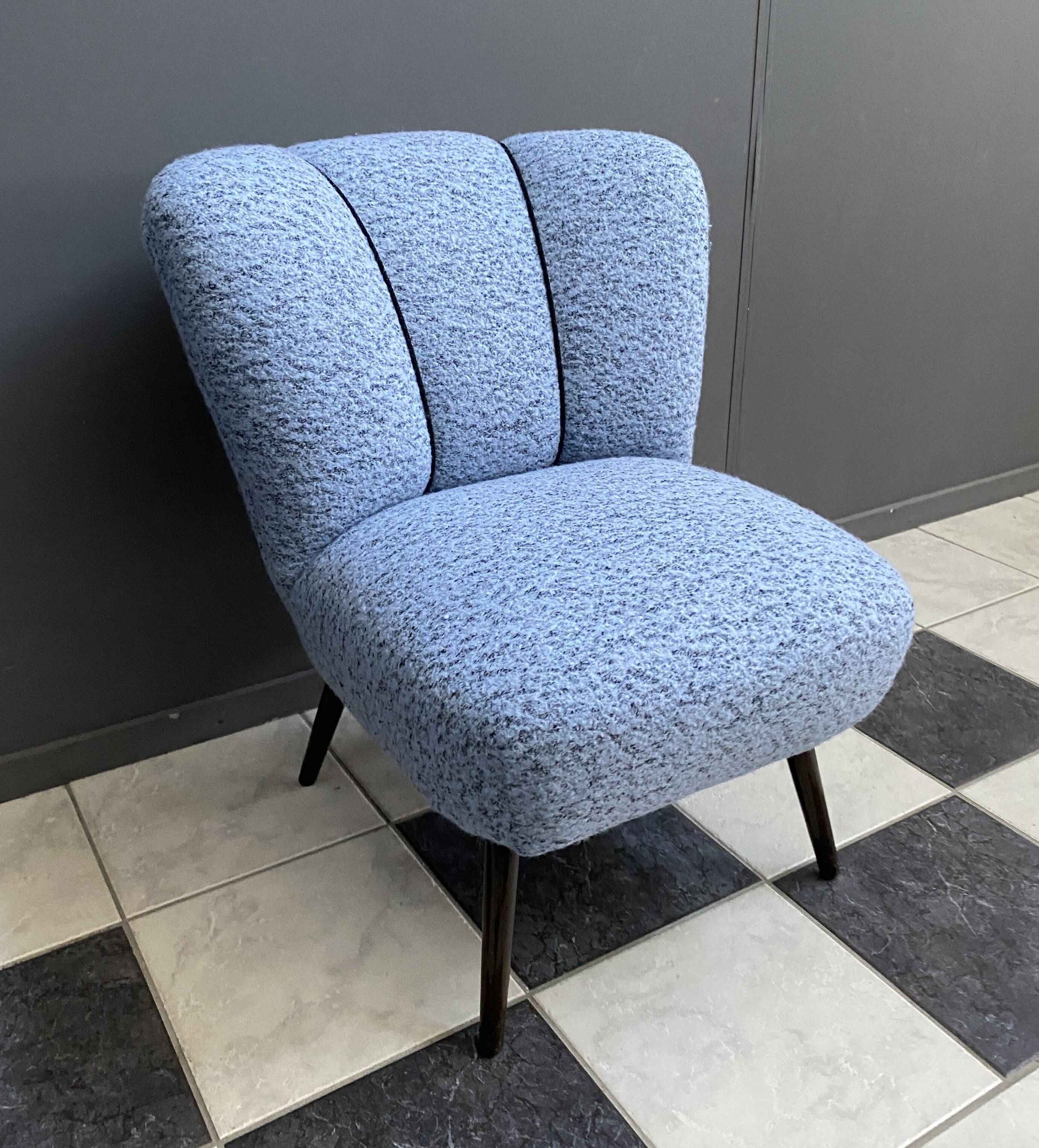 Blue wool cocktail chair 1960s