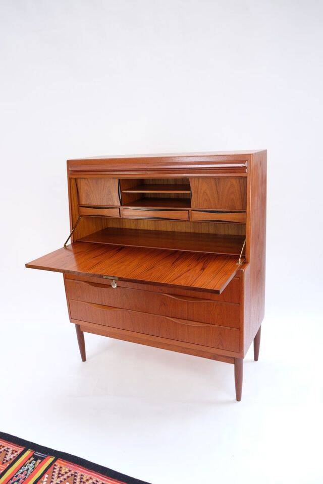 Torvits secretary in teak, retro vintage Danish style from the 1960s.