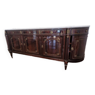 Buffet louis xvi 5 portes 5 tiroirs marbre et sa table