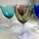 Set 6 colored wine glasses and worked feet 70s
