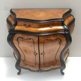 Armoire en hêtre noirci et racine de noyer avec plateau en verre, Brianza, Italie
