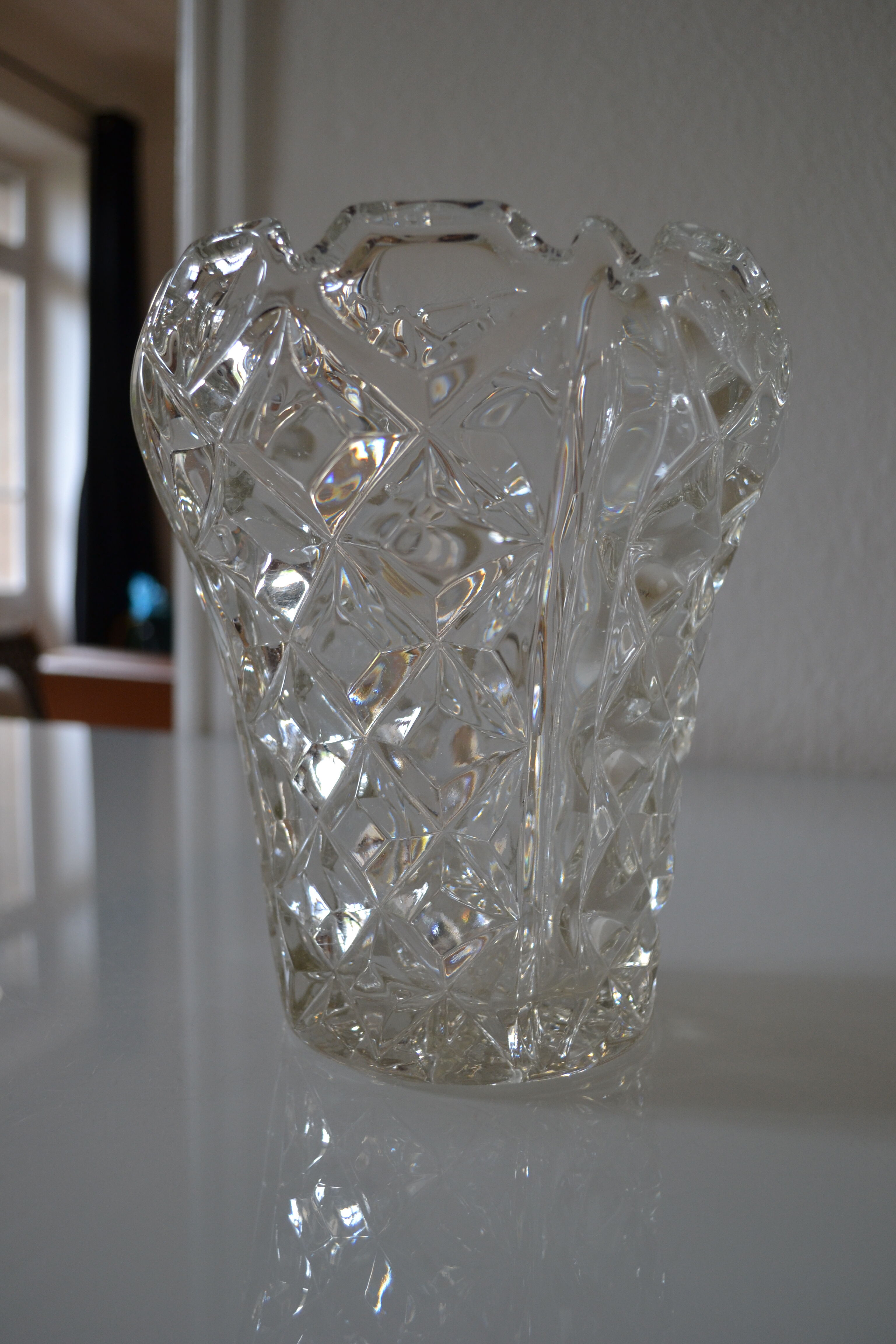 Vase vintage crystal mold czechoslovakia years 50