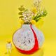 Marmorean glass ball vase in white murano and red-deco-retro-vintage