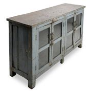 Glazed sideboard in patinated solid wood