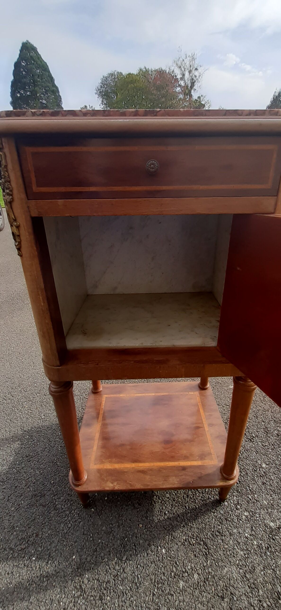 Pink marble bedside table