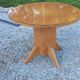 1950s round oak table, 2 heights, central quadripod leg