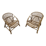 Vintage wicker basket armchairs