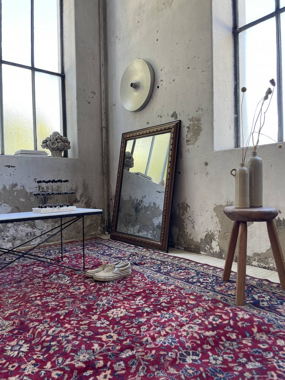 1900 wooden mirror with nails