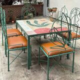 Lrnce garden furniture, in wrought iron and zellige