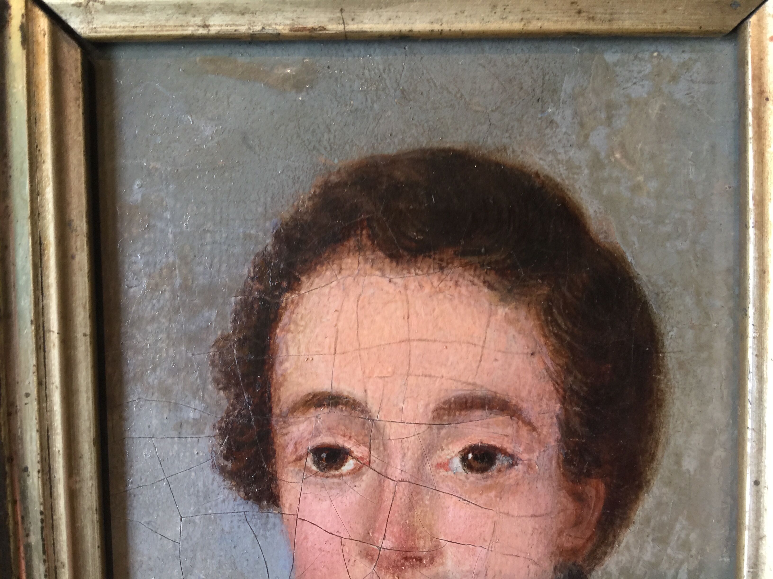 Oil on canvas mounted on panel "portrait of a young man" 19th century